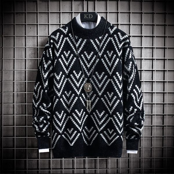 2020 new men's loose weaters autumn winter spell color round neck warm sweaters fashion contrast color korean style men, White;black
2020 new men's loose weaters autumn winter spell color round neck warm sweaters fashion contrast color korean style men, White;black