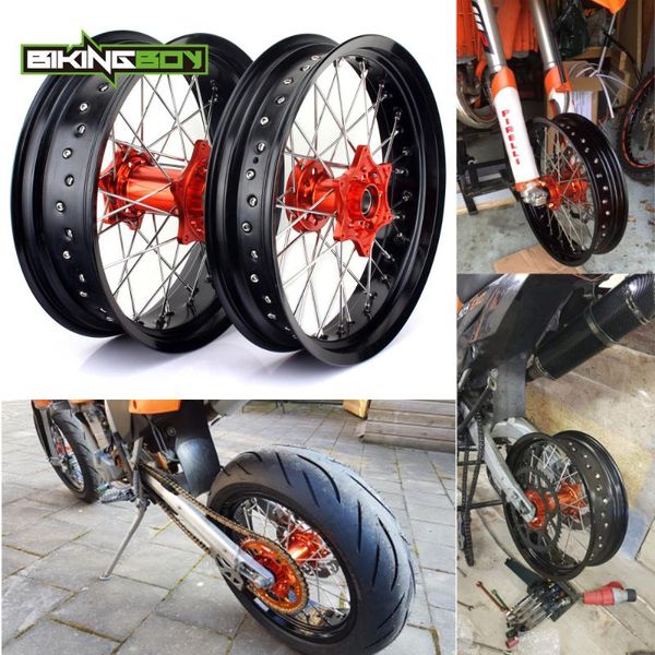 bikingboy 17"x 3.5" 17"x 4.5" supermoto front rear wheels rims hubs sets for 125-540 all models sx sxs xc xcw exc excf 0
bikingboy 17"x 3.5" 17"x 4.5" supermoto front rear wheels rims hubs sets for 125-540 all models sx sxs xc xcw exc excf 0