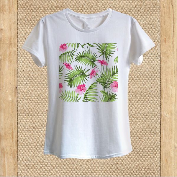 hibiscus blossoms blooms palm leaves summer t - - shirt 100% cotton women slogans customized tee shirt
hibiscus blossoms blooms palm leaves summer t - - shirt 100% cotton women slogans customized tee shirt