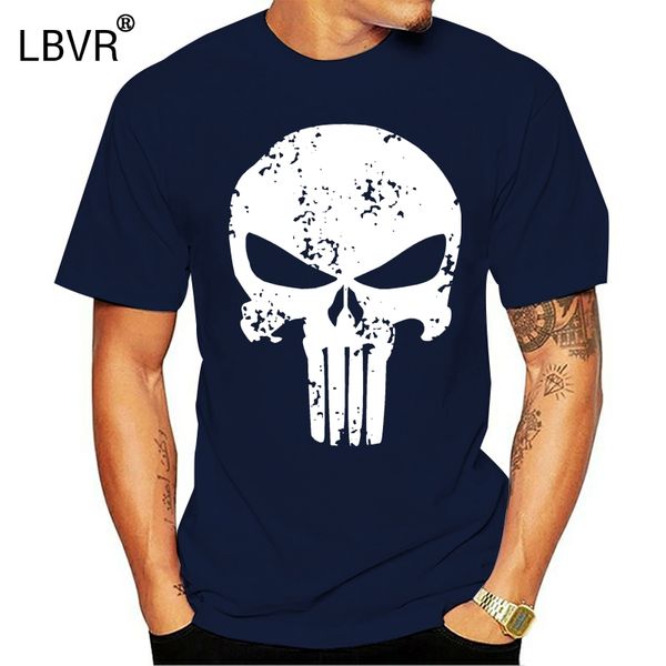 2019 fashion cotton t-shirt punisher skull look destroyed fun shirt tees