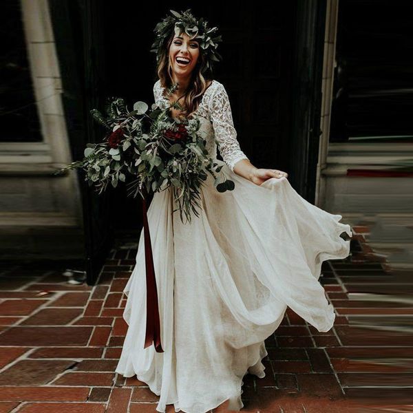 boho wedding dress long sleeves a line white ivory chiffon lace princess beach bride two pieces wedding gown 2020, Blue;red
boho wedding dress long sleeves a line white ivory chiffon lace princess beach bride two pieces wedding gown 2020, Blue;red