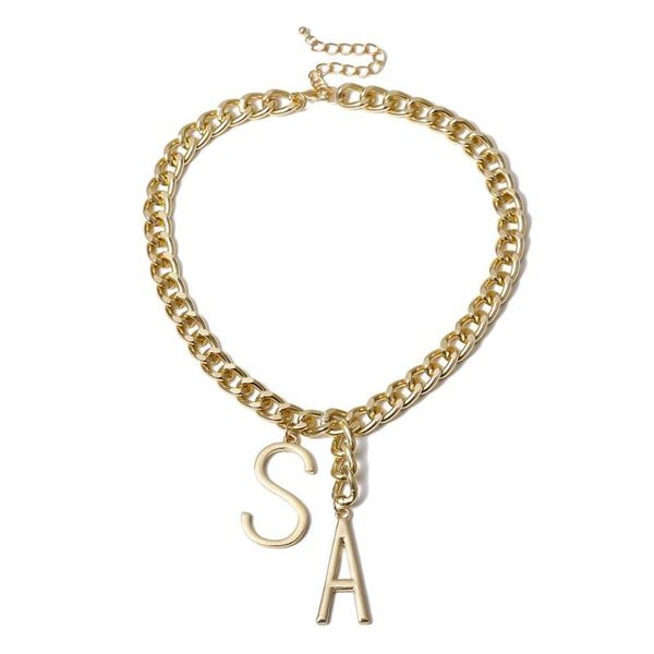 new punk s a letter pendant choker necklace steampunk men street art metal chunky thick chain necklace women jewelry, Silver
new punk s a letter pendant choker necklace steampunk men street art metal chunky thick chain necklace women jewelry, Silver