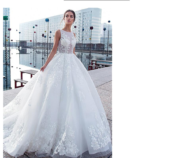 elegant white ball gown wedding dresses o-neck appliques custom made bridal dresses lace up court train, Blue;red
elegant white ball gown wedding dresses o-neck appliques custom made bridal dresses lace up court train, Blue;red