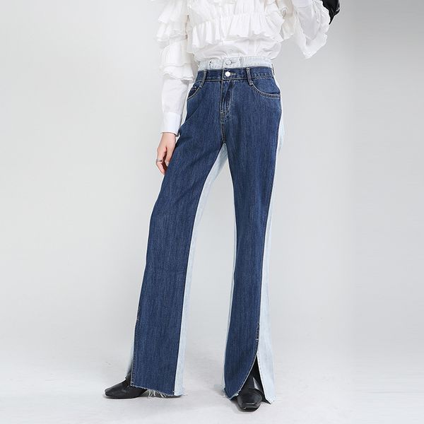 johnature 2020 autumn new thin patchwork split straight jeans women fashion hit color loose high waist full length pants, Blue
johnature 2020 autumn new thin patchwork split straight jeans women fashion hit color loose high waist full length pants, Blue
