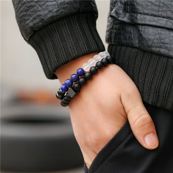 luxurious 2pcs/set couple bracelet sets men lapis black matte hematite stone beads bracelet sets for men women jewelry gift, Golden;silver
luxurious 2pcs/set couple bracelet sets men lapis black matte hematite stone beads bracelet sets for men women jewelry gift, Golden;silver