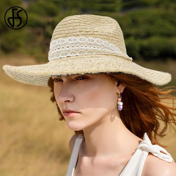 fs women elegante raffia straw hats with lace windproof big wide brim summer sun protection ladies panama beach cap 2020, Blue;gray
fs women elegante raffia straw hats with lace windproof big wide brim summer sun protection ladies panama beach cap 2020, Blue;gray