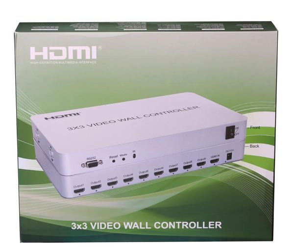 1080p rs232 3x3 video wall controller hdmi video processor 1 input 9 output tv screen display 4x2 2x2 3x2 multiple splicing mode
1080p rs232 3x3 video wall controller hdmi video processor 1 input 9 output tv screen display 4x2 2x2 3x2 multiple splicing mode