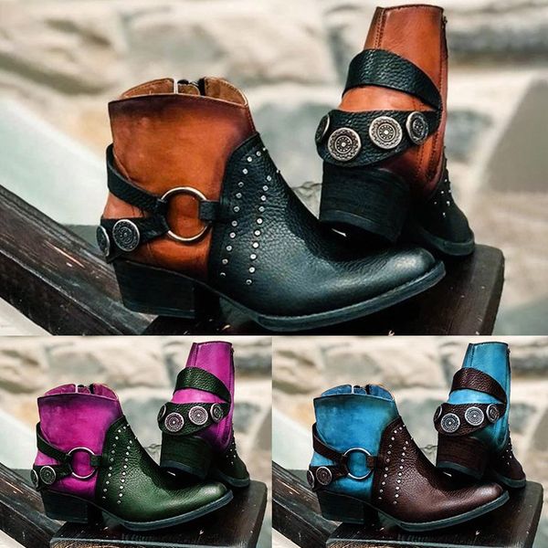 new women ankle boots ladies british pu rivet metal buckle woman boots female chunky heels mixed color fashion platform shoes, Black
new women ankle boots ladies british pu rivet metal buckle woman boots female chunky heels mixed color fashion platform shoes, Black
