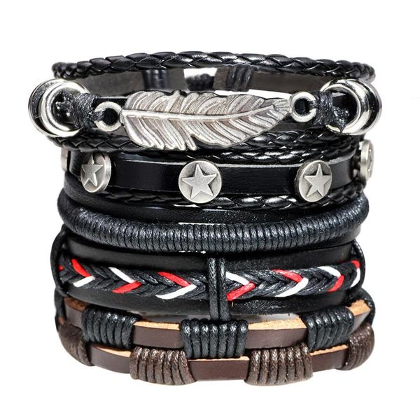 vintage leaf feather wing leather bracelet men fashion handmade braided star rope wrap bangle women charm bead wristband jewelry, Golden;silver
vintage leaf feather wing leather bracelet men fashion handmade braided star rope wrap bangle women charm bead wristband jewelry, Golden;silver