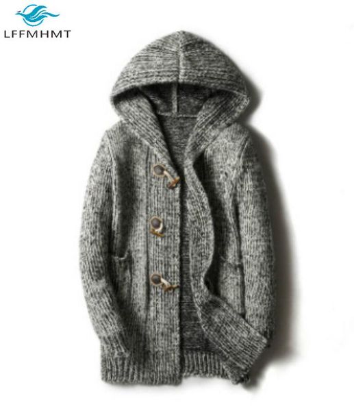 men winter fashion long sleeve hooded casual loose knitted sweaters male horn button single breasted v-neck thick warm cardigans, White;black
men winter fashion long sleeve hooded casual loose knitted sweaters male horn button single breasted v-neck thick warm cardigans, White;black