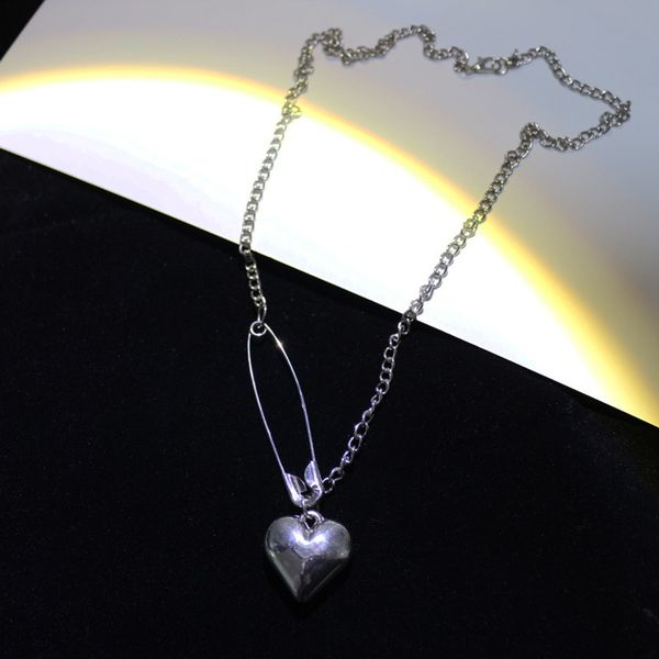 new heart pendant stainless steel necklace,harajuku style long chain punk choker jewelry for women man friendship girl gifts, Silver
new heart pendant stainless steel necklace,harajuku style long chain punk choker jewelry for women man friendship girl gifts, Silver