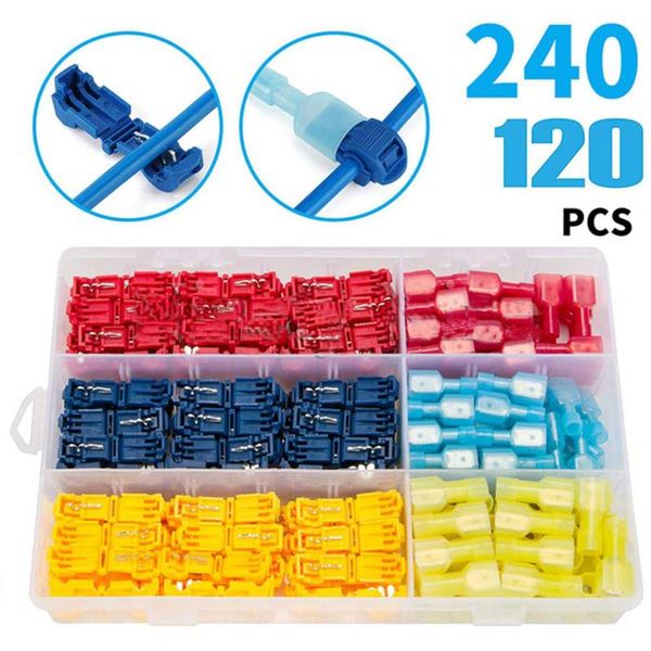 120pcs/240pcs t-tap wire connectors self-strip quick electrical cable connector snap splice lock wire terminals crimp hand tool
120pcs/240pcs t-tap wire connectors self-strip quick electrical cable connector snap splice lock wire terminals crimp hand tool