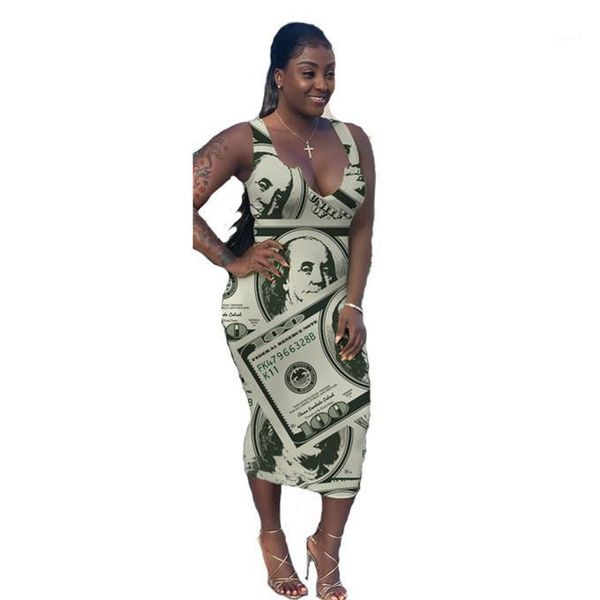 v neck pencil dresses ladies club dress dollar print sleeveless bodycon dresses summer, Black;gray 
v neck pencil dresses ladies club dress dollar print sleeveless bodycon dresses summer, Black;gray