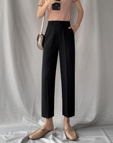 black slim fit women suits trousers women pants high-waist pants casual trousers straight, Black;white
black slim fit women suits trousers women pants high-waist pants casual trousers straight, Black;white