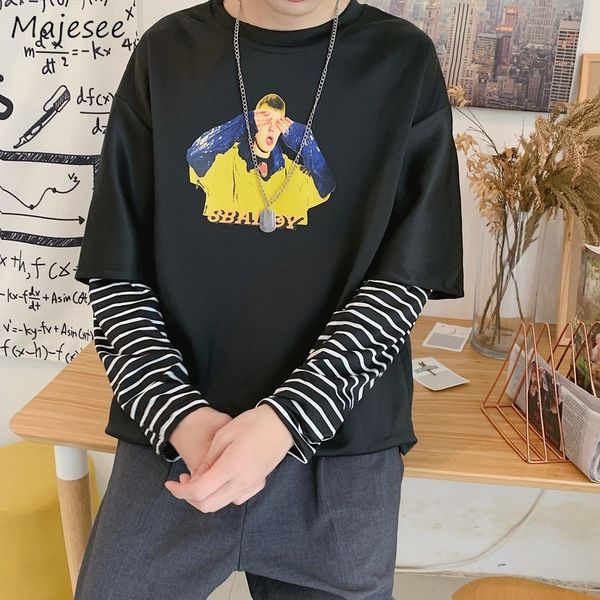 men printed sweatshirt new korean fashion long sleeve oversize dress harajuku pullover hoodies plus size streetwear, Black
men printed sweatshirt new korean fashion long sleeve oversize dress harajuku pullover hoodies plus size streetwear, Black