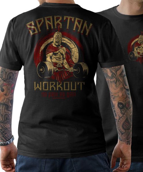 2020 fashion t-shirt - spartan workout - fitness bodybuilding power no. pain gain tee shirt