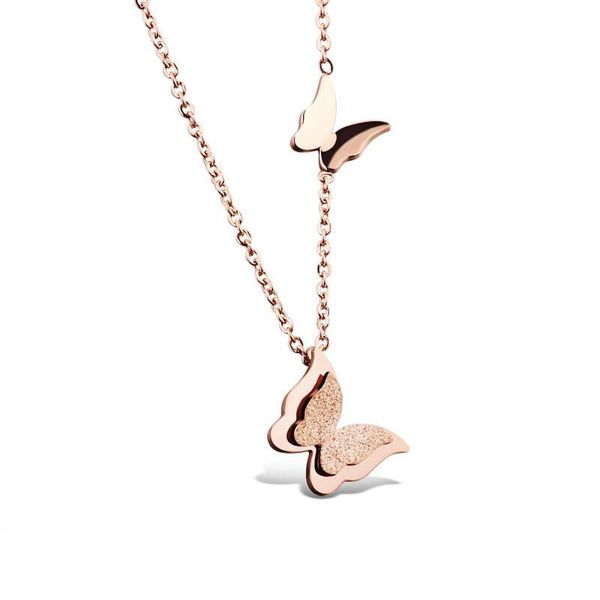 chains 316l stainless steel necklace frosted double butterfly pendant clavicle, Silver
chains 316l stainless steel necklace frosted double butterfly pendant clavicle, Silver