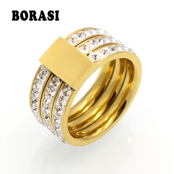 cluster rings female brand gold color zircon crystal titanium stainless steel for women men wedding jewelry three layers beauty anillos, Golden;silver
cluster rings female brand gold color zircon crystal titanium stainless steel for women men wedding jewelry three layers beauty anillos, Golden;silver