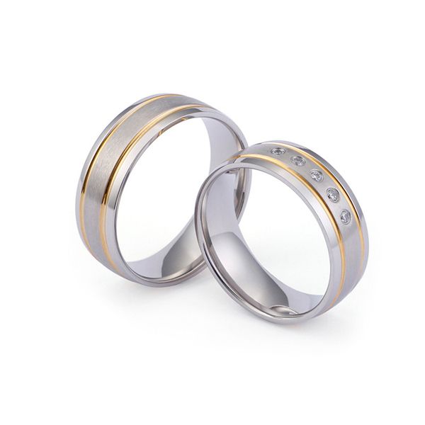 wedding rings couple ring in gold color and with stainless steel frosted room, Slivery;golden
wedding rings couple ring in gold color and with stainless steel frosted room, Slivery;golden