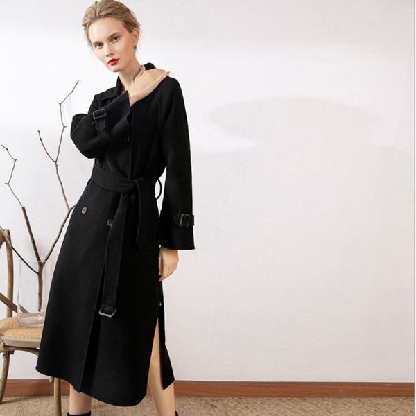 women's wool & blends winter cashmere style overcoat female woolen jacket women double-breasted warm fashion outerwear long ladies medi, Black
women's wool & blends winter cashmere style overcoat female woolen jacket women double-breasted warm fashion outerwear long ladies medi, Black