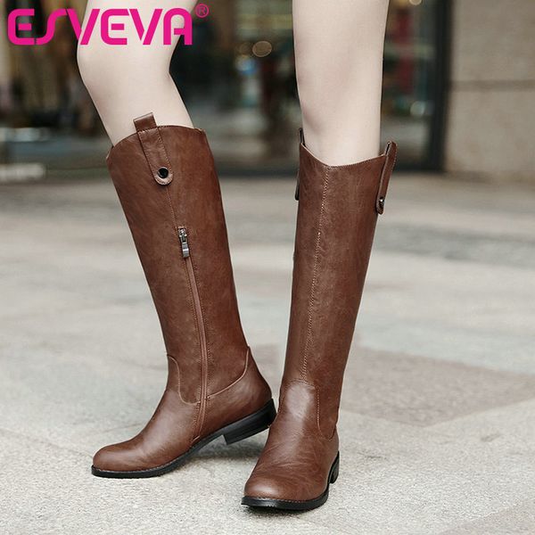 boots esveva 2021 autumn winter elegant shoes women knee-high pu leather round toe square low heel motorcycle size 34-43, Black
boots esveva 2021 autumn winter elegant shoes women knee-high pu leather round toe square low heel motorcycle size 34-43, Black