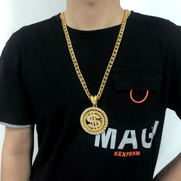 hip-hop revolving necklace dollar pendant necklace crystal rhinestone jewelry men punk birthday party gift wedding accessories, Silver
hip-hop revolving necklace dollar pendant necklace crystal rhinestone jewelry men punk birthday party gift wedding accessories, Silver