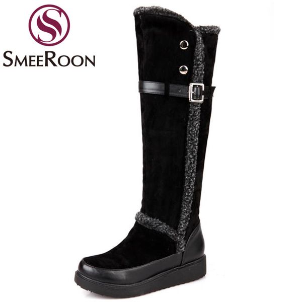 smeeroon delicate knee high boots campus youth round toe buckle winter boots snow keep warm women shoes plus size platform, Black
smeeroon delicate knee high boots campus youth round toe buckle winter boots snow keep warm women shoes plus size platform, Black