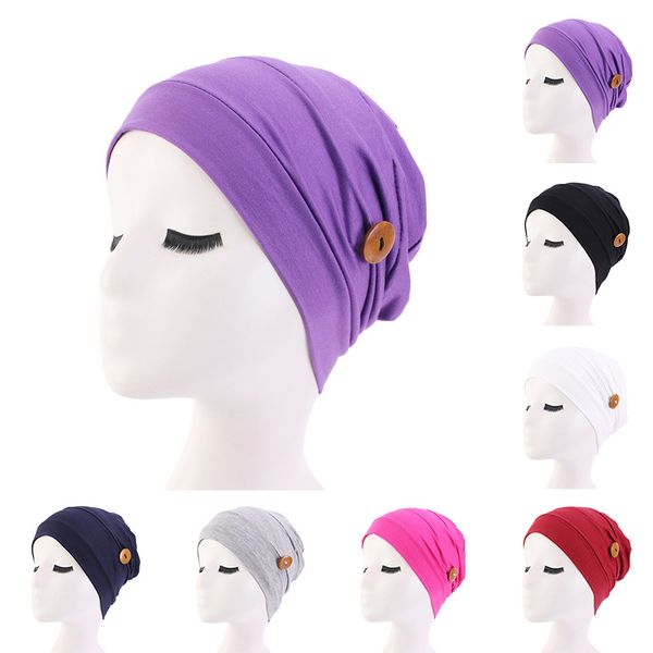 2020 new solid elastic with button hat women turban hat cap solid nightcap femme soft cotton headscarf, Blue;gray
2020 new solid elastic with button hat women turban hat cap solid nightcap femme soft cotton headscarf, Blue;gray