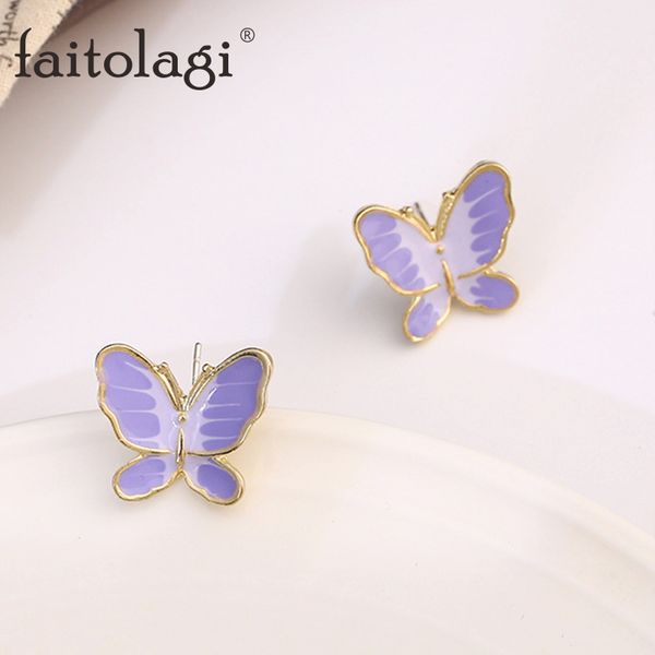 fashion purple butterfly drip glaze earrings simple small stud earrings for women korean female girls party jewelry gift, Golden;silver
fashion purple butterfly drip glaze earrings simple small stud earrings for women korean female girls party jewelry gift, Golden;silver