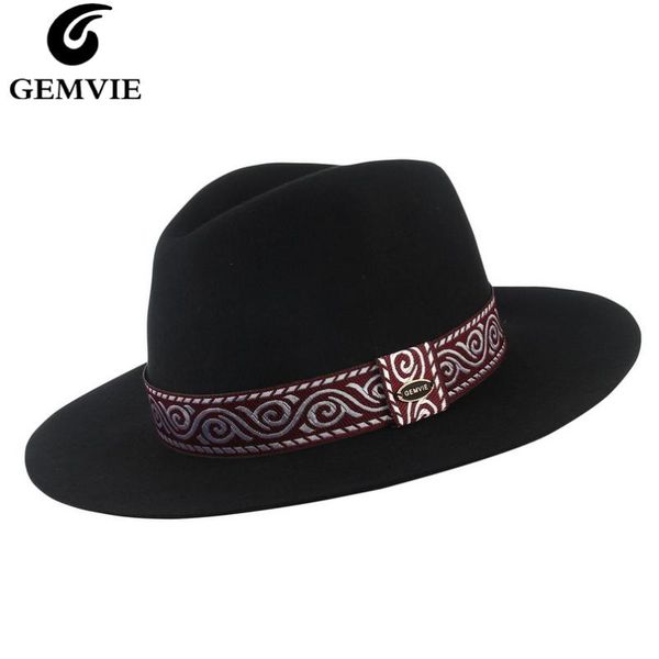 gemvie wide floppy brim 100% wool women hat fedora winter felt hat striped ethnic band autumn jazz cap, Blue;gray
gemvie wide floppy brim 100% wool women hat fedora winter felt hat striped ethnic band autumn jazz cap, Blue;gray