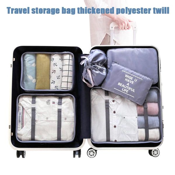 6pcs/set travel organizer storage bags portable luggage clothes organizer tidy pouch suitcase packing cube case