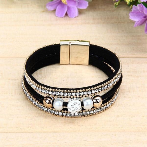 vintage design multiple layer leather bracelet for women men new bead pearl charms wrap bracelets femme fashion jewelry gift #w, Black
vintage design multiple layer leather bracelet for women men new bead pearl charms wrap bracelets femme fashion jewelry gift #w, Black