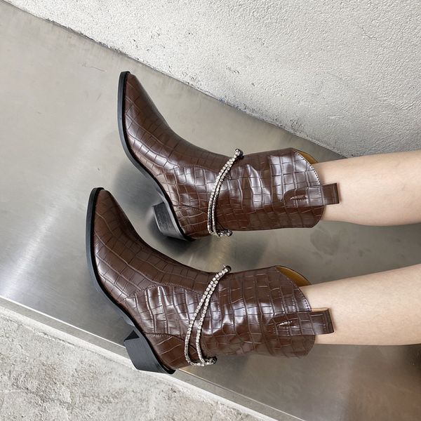 boots monmoira luxury rhinestone chain western cowboy women pointed toe crocodile pattern ankle designer shoes, Black
boots monmoira luxury rhinestone chain western cowboy women pointed toe crocodile pattern ankle designer shoes, Black