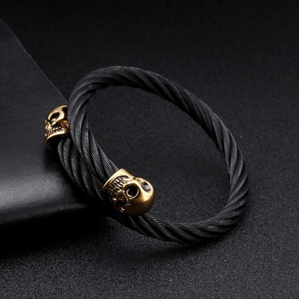 bangle vintage braided skeleton open skull stainless steel chain link charm men women bracelet fashion jewelry, Black
bangle vintage braided skeleton open skull stainless steel chain link charm men women bracelet fashion jewelry, Black