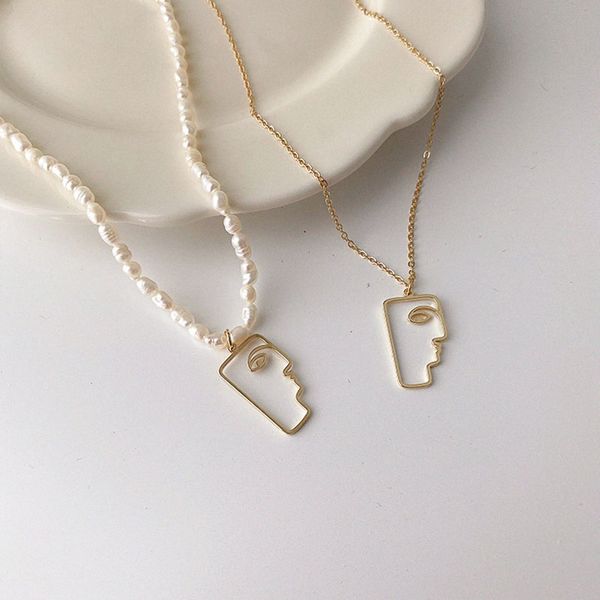 srcoi retro face freshwater pearl beads necklace simple abstract geometric single thin chain pendant necklace women jewelry gift, Silver
srcoi retro face freshwater pearl beads necklace simple abstract geometric single thin chain pendant necklace women jewelry gift, Silver