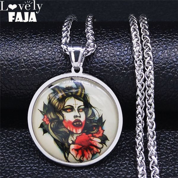 pendant necklaces 2021 witch stainless steel glass long necklace for women/men silver color chain jewelry cadenas mujer nj42s02
pendant necklaces 2021 witch stainless steel glass long necklace for women/men silver color chain jewelry cadenas mujer nj42s02