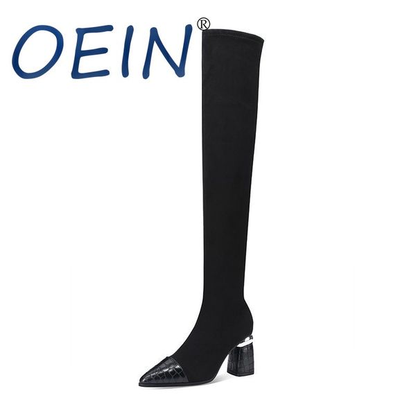 oein women's over knee high boots balck warm elastic boots square chunky heels pointed toe british style 2020 new fashion, Black
oein women's over knee high boots balck warm elastic boots square chunky heels pointed toe british style 2020 new fashion, Black
