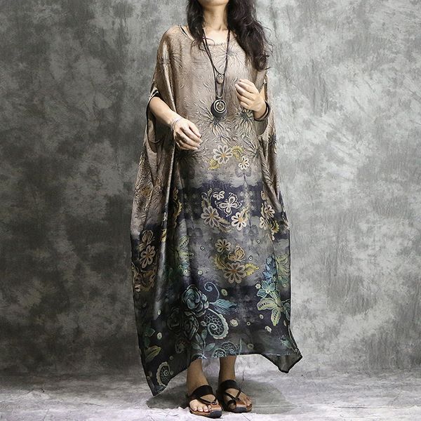 casual dresses johnature women chiffon silk print floral summer dress 2021 vintage bat sleeve plus size clothing, Black;gray
casual dresses johnature women chiffon silk print floral summer dress 2021 vintage bat sleeve plus size clothing, Black;gray