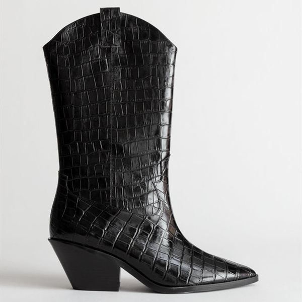 new pointed toe cowboy boots women leather mid-calf boots slip-on thick heel botines mujer 2020 fashion party winter women, Black
new pointed toe cowboy boots women leather mid-calf boots slip-on thick heel botines mujer 2020 fashion party winter women, Black