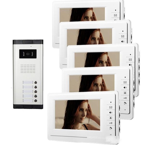xinsilu 7 inch monitor video door phone for apartment 5 unit wired intercom entry system audio visual v70f-520c-5
xinsilu 7 inch monitor video door phone for apartment 5 unit wired intercom entry system audio visual v70f-520c-5