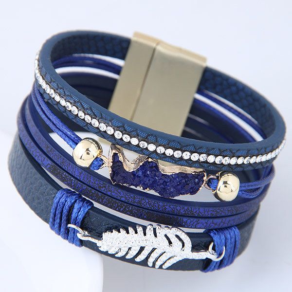 multilayer leaf cortex bastard temperament fashionable ultra wide magnetically buckled iron stone bracelet jewelry, Black
multilayer leaf cortex bastard temperament fashionable ultra wide magnetically buckled iron stone bracelet jewelry, Black