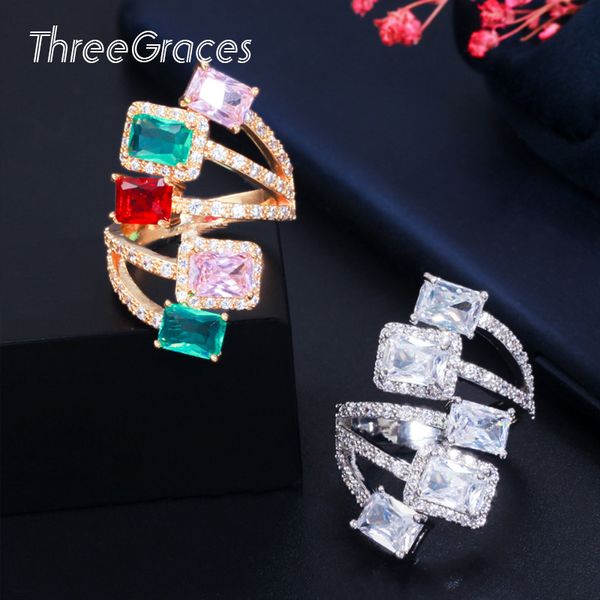 threegraces designer square shape 585 gold multicolor cubic zircon adjustable finger ring women wedding banquet jewelry rg139, Golden;silver
threegraces designer square shape 585 gold multicolor cubic zircon adjustable finger ring women wedding banquet jewelry rg139, Golden;silver