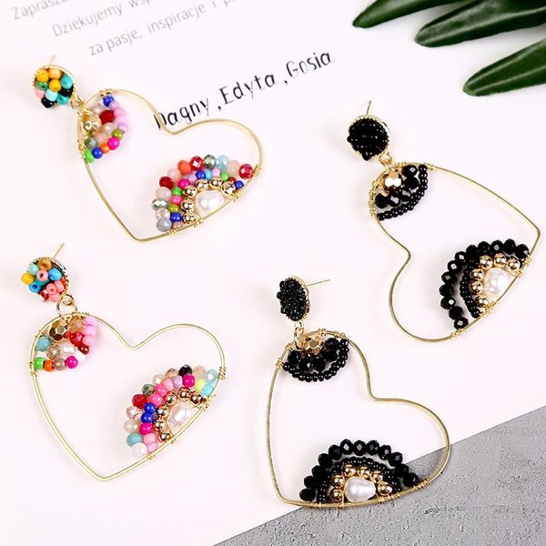trendy geometric handmade beaded pearl heart drop earrings for women new boho multi color acrylic earring korean jewelry gifts, Silver
trendy geometric handmade beaded pearl heart drop earrings for women new boho multi color acrylic earring korean jewelry gifts, Silver