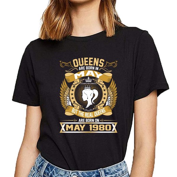 t shirt women the real queens are born on may 1980 o-neck vintage print female tshirt
t shirt women the real queens are born on may 1980 o-neck vintage print female tshirt