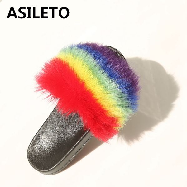 asileto summer women's fur slippers real fur slides home furry flat sandal female cute fluffy house shoes flip flops a3001, Black
asileto summer women's fur slippers real fur slides home furry flat sandal female cute fluffy house shoes flip flops a3001, Black
