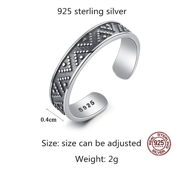 retro s925 sterling silver ring, simple pattern, smear craft, jewelry, Golden;silver