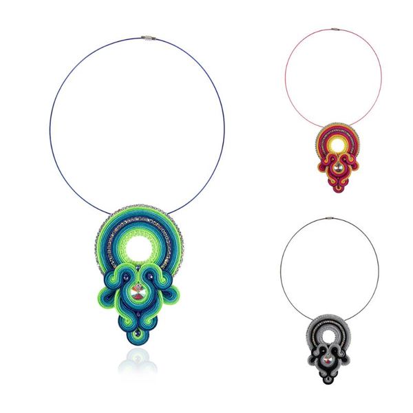 new choker soutache handmade weaving collares 2020 ethnic jewelry women rhinestone black green red large pendant necklace gift, Silver
new choker soutache handmade weaving collares 2020 ethnic jewelry women rhinestone black green red large pendant necklace gift, Silver