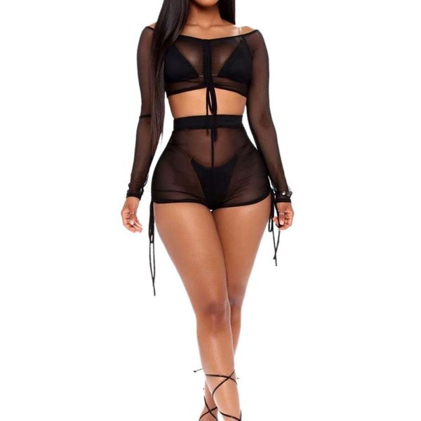 women's tracksuits 2 pcs women fashion mesh gauze suit set long sleeve deep v-neck shorts high elasticity quick drying clothes, Gray
women's tracksuits 2 pcs women fashion mesh gauze suit set long sleeve deep v-neck shorts high elasticity quick drying clothes, Gray