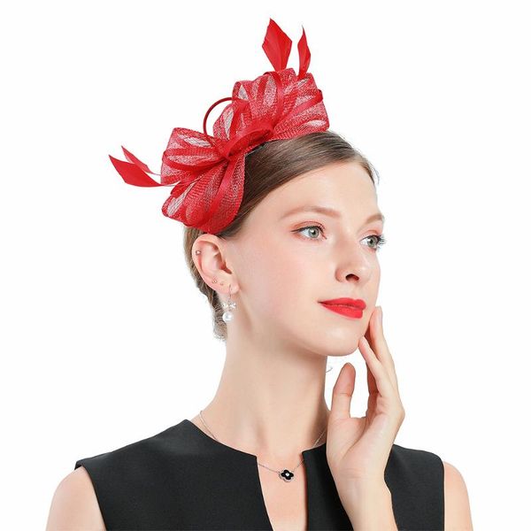 fashion fascinator hats women elegant feather red linen bow cap royal banquet headdress bridal wedding gifts woman caps, Blue;gray
fashion fascinator hats women elegant feather red linen bow cap royal banquet headdress bridal wedding gifts woman caps, Blue;gray