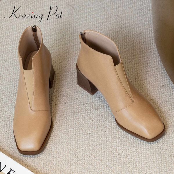 krazing pot short boots natural leather european designer noble thick high heel square toe zip office lady dress ankle boots l58, Black
krazing pot short boots natural leather european designer noble thick high heel square toe zip office lady dress ankle boots l58, Black